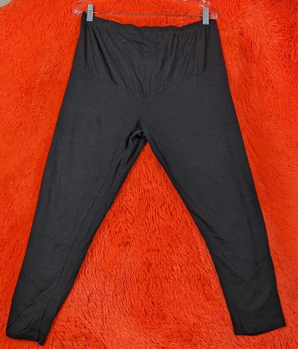 Kristin Nicole Maternity Black Stretchy Belly Cotton Comfort Leggings L